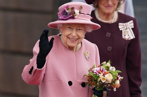 HM Queen In Pink outfit photo credit Jacob King/PA Wire/PA Images