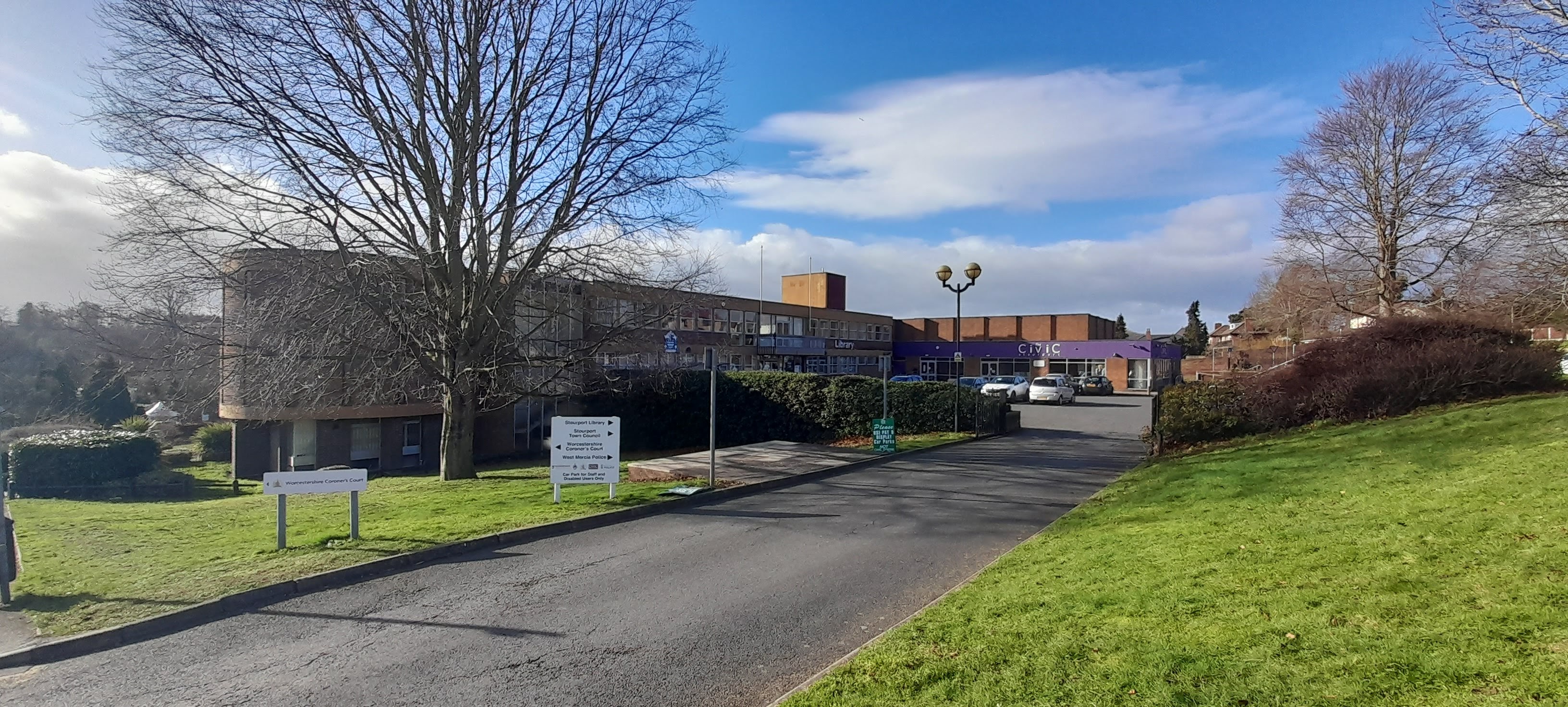large civic building from distance