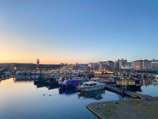 canal basin at sunset
