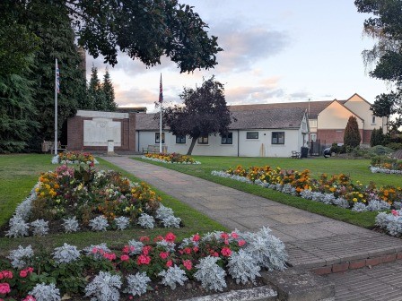 decorative planting in front of war memorial